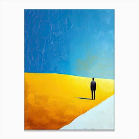 Man In A Yellow Field Minimalism Canvas Print