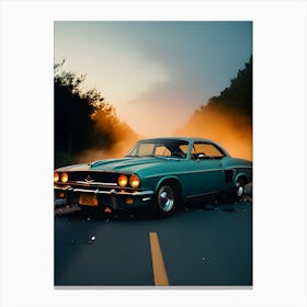 Car At Sunset Canvas Print