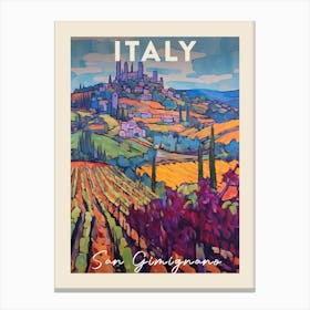 San Gimignano Italy 2 Fauvist Painting Travel Poster Canvas Print