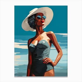 Illustration of an African American woman at the beach 131 Canvas Print
