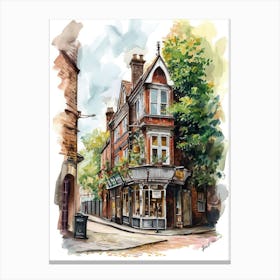 Richmond Upon Thames London Borough   Street Watercolour 3 Canvas Print