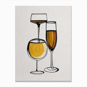 Lambrusco Minimal Line Drawing With Watercolour Cocktail Poster Canvas Print