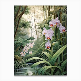 Bamboo Orchid Flower Victorian Style 2 Canvas Print