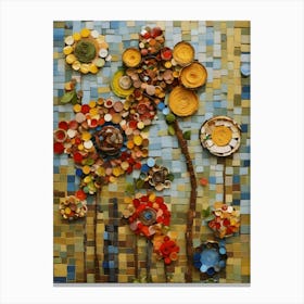 Mosaic Flower Wall Art Canvas Print