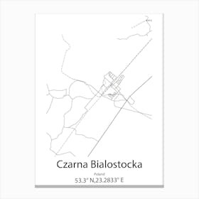 Czarna Bialostocka,Poland Minimalist Map Canvas Print