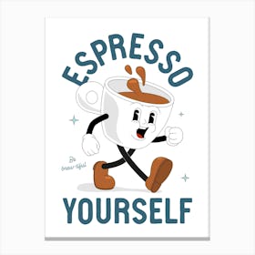 'Espresso Yourself' retro coffee poster Canvas Print