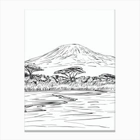 Mount Kilimanjaro Tanzania Line Drawing 2 Canvas Print
