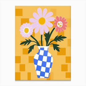 Wild Flowers Blue Tones In Vase 3 Canvas Print