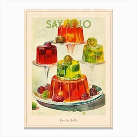 Fruity Jelly Retro Cookbook Illustration Inspired 2 Poster Canvas Print