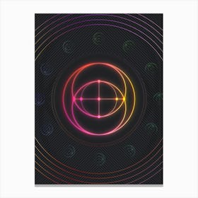 Neon Geometric Glyph in Pink and Yellow Circle Array on Black n.0465 Canvas Print