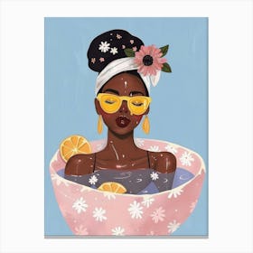 Black Woman In A Bath Tub Canvas Print