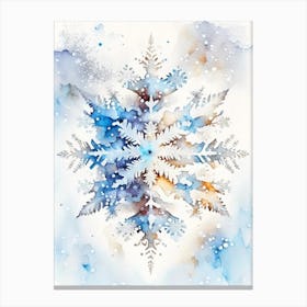Winter Snowflake Pattern, Snowflakes, Storybook Watercolours 3 Canvas Print