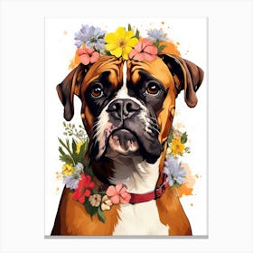 Boxer Portrait With A Flower Crown, Matisse Painting Style 4 Canvas Print