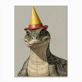 Lizard In A Party Hat 1 Canvas Print