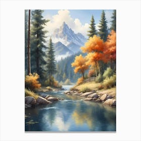 River In Autumn Canvas Print