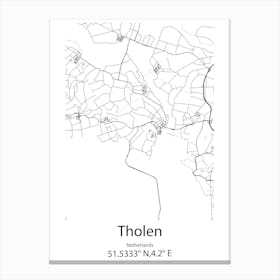 Tholen,Netherlands Minimalist Map Canvas Print