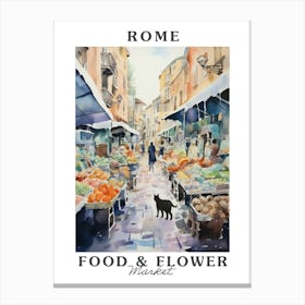 Food Market With Cats In Rome 3 Poster Canvas Print