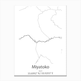 Miyatoko,Japan Minimalist Map Canvas Print