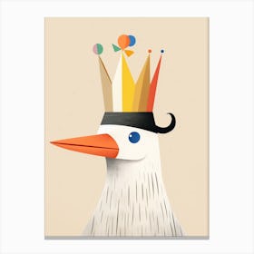 Little Pelican Wearing A Crown Canvas Print