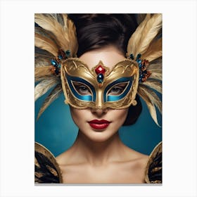 A Woman In A Carnival Mask (23) Canvas Print