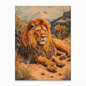Barbary Lion Relief Illustration Male 5 Canvas Print