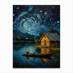 Starry Night By The Lake 1 Canvas Print