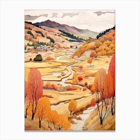 Autumn National Park Painting Rila Monastery Nature Park Bulgaria 1 Canvas Print