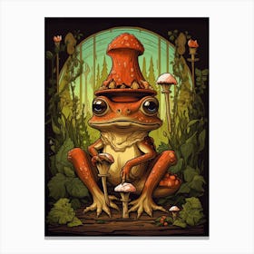 Wood Frog On A Throne Storybook Style 10 Canvas Print