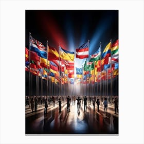 A Monumental Assembly Of Global Country Flags Arranged In A Harmonious Panorama Of Unity And Divers (6) Canvas Print