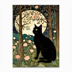 William Morris Black Cat In The Forest 24 Canvas Print