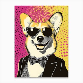 Super Cool Corgi Illustration Pop 2 Canvas Print