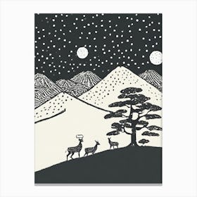 Deer In The Snow Canvas Print