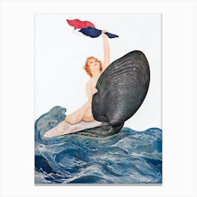 Mermaid On Surfboard Canvas Print