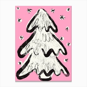 Christmas Tree And Snow (Pink) Canvas Print