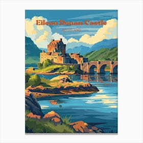 Eilean Donan Castle Scotland History Travel Illustration Canvas Print