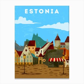 Estonia — Retro travel minimalist poster Canvas Print