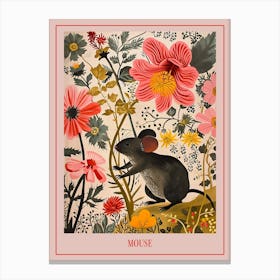 Floral Animal Painting Mouse 4 Poster Canvas Print