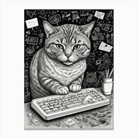 Cat On A Keyboard Canvas Print