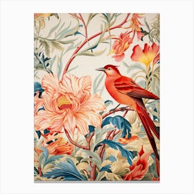 Red Bird On A Flower Canvas Print