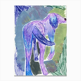 Purple Dog - animal hand drawn vertical Canvas Print