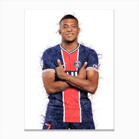 Kylian Mbappe Psg Watercolor Canvas Print