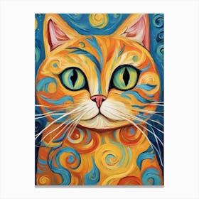 Orange Cat Painting Canvas Print