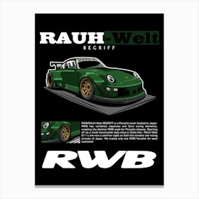 Porsche RWB Green Canvas Print
