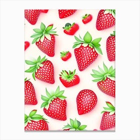 Strawberry Repeat Pattern, Fruit, Soft Colours 1 Canvas Print