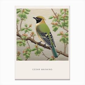Ohara Koson Inspired Bird Painting Cedar Waxwing 2 Poster Canvas Print