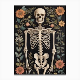 Botanical Skeleton Vintage Flowers Painting (100) Canvas Print