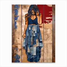 Southern Woman In Denim Dress Canvas Print