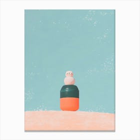 Snowman On The Beach Canvas Print