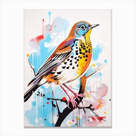 Andy Warhol Style Bird Hermit Thrush 2 Canvas Print