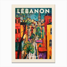 Beirut Lebanon 1 Fauvist Painting  Travel Poster Canvas Print